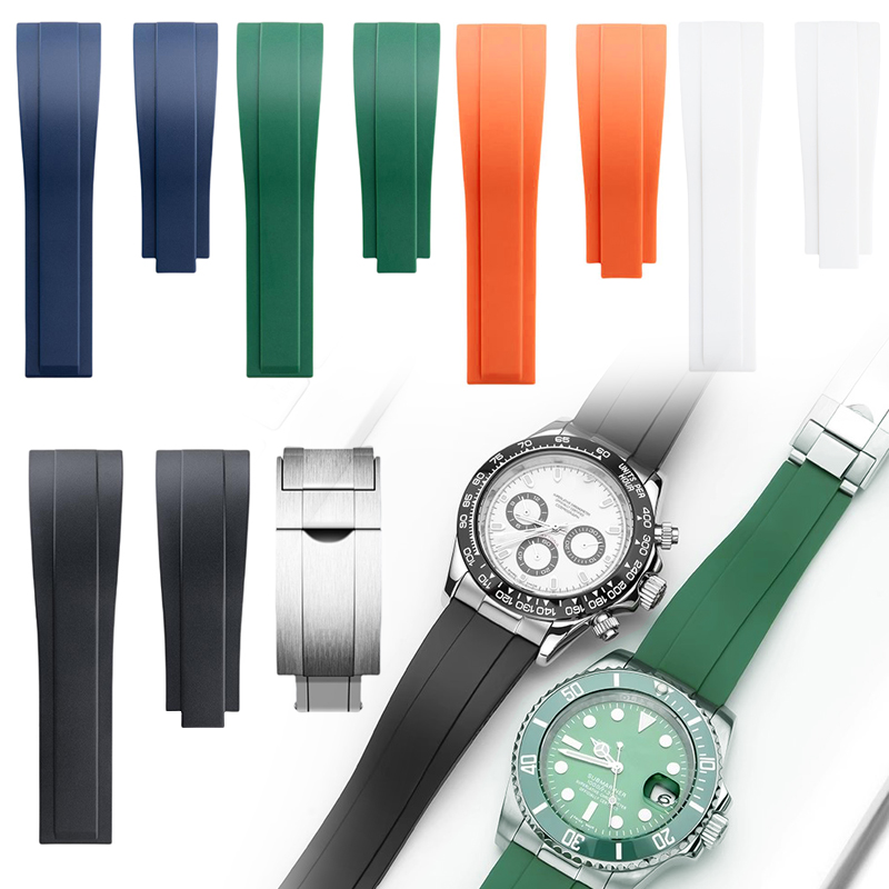 Luxury Watch Online - 20mm 21mm 22mm シリコンラバー製腕時計バンド ロレックス、チューダー、オメガ用 フラットエンド