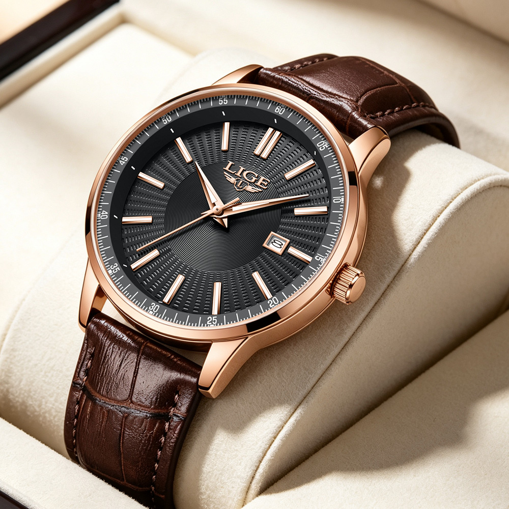 Luxury Watch Magazine - LIGEトップブランド高級メンズ腕時計 ビジネスレザー クォーツ腕時計 防水 夜光 自動日付表示