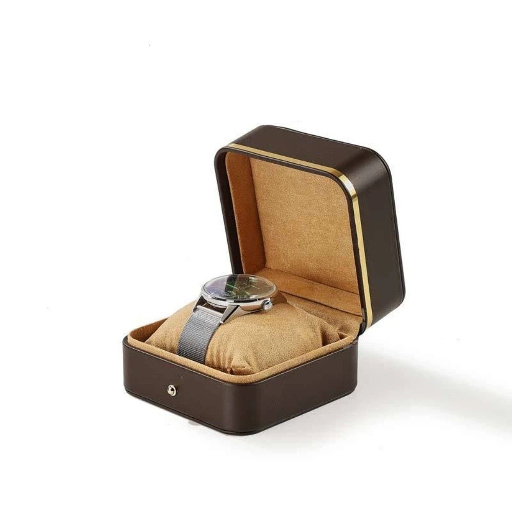 Luxury Watch Packaging Box - 高級ゴールドトリム腕時計ホルダーボックス PUレザー製 腕時計枕付き 腕時計収納ケース ギフト包装ケース 腕時計