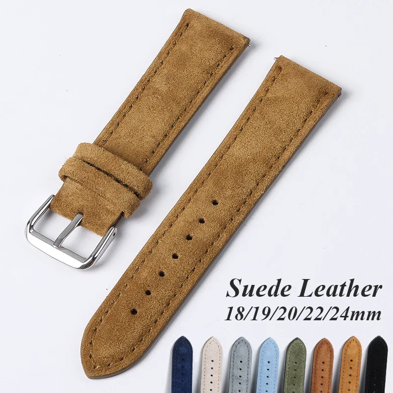 Luxury Watch Online - スエード本革時計バンドセイコーヴィンテージ手作りステッチブレスレットロレックス 18 ミリメートル 19 ミリメートル 20