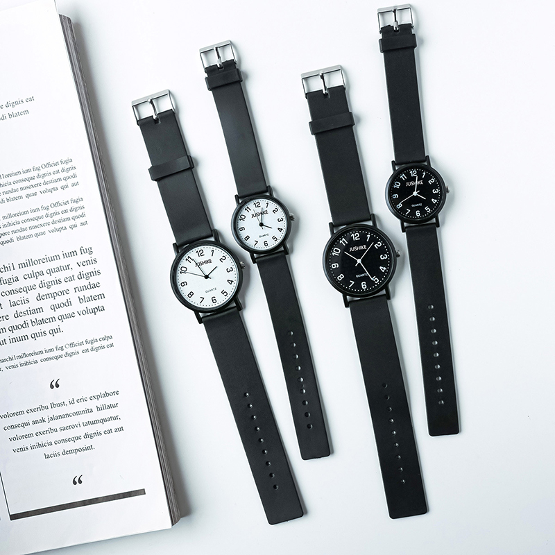Luxury Watch For Women - シンプルなブラックウォッチクォーツ時計女性用シリコンストラップレディースレジャー腕時計ライト高級学生試験時計時計ギフト