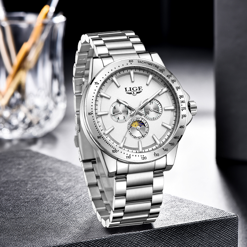 LIGE トップブランドの高級クォーツメンズ腕時計ファッショ - Luxury Watch Display のレビューと価格