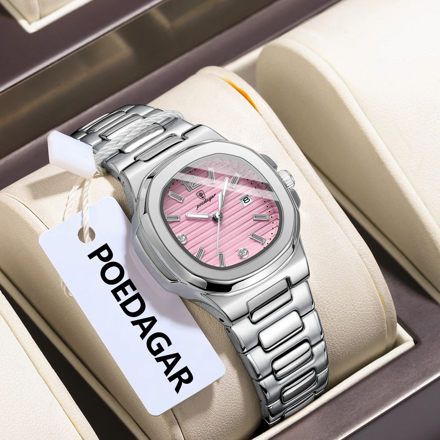 POEDAGARスクエアファッション女性腕時計夜光防水日付レ - Luxury Watch For Women のレビューと価格