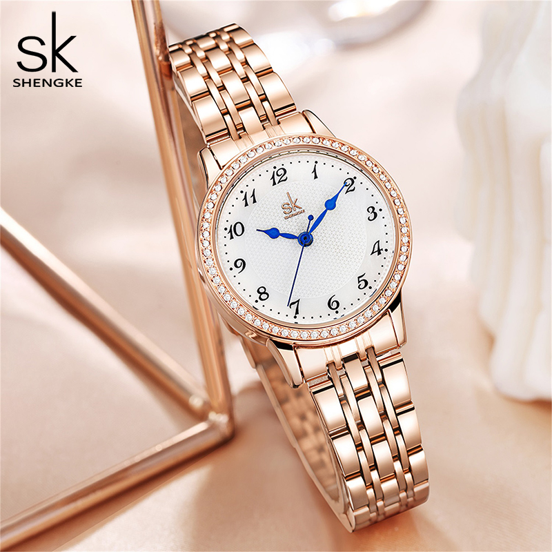 Shengke-女性用ステンレススチール腕時計,ピンクゴール - Luxury Watch Top 10 のレビューと価格