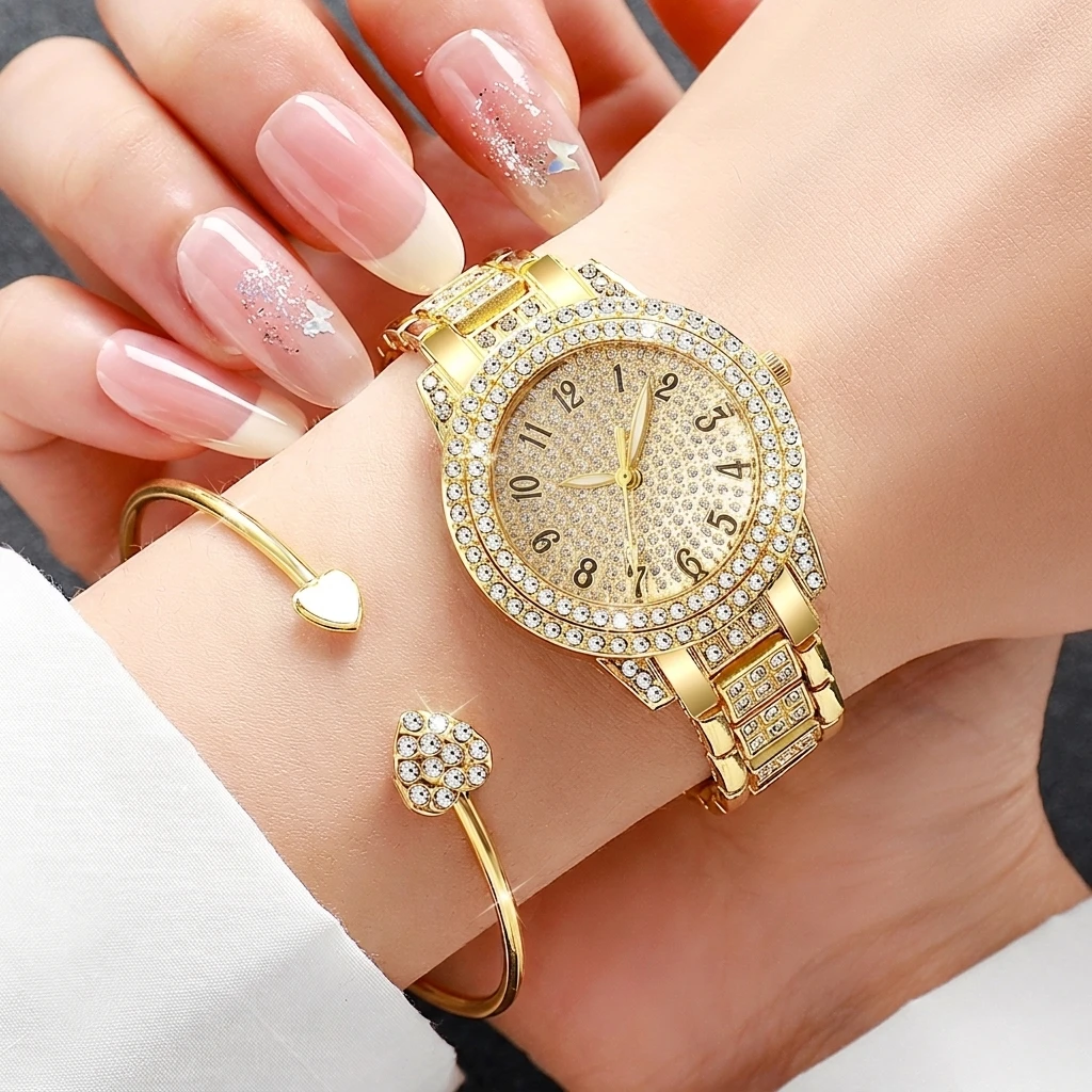 6 個のファッションラインストーン女性腕時計ハートジュエリー - Luxury Watch Kit のレビューと価格
