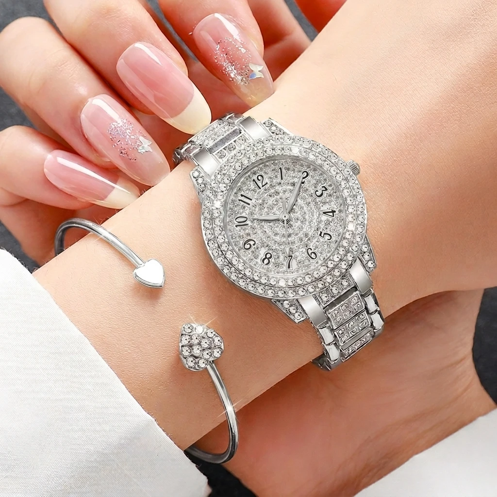 6 個のファッションラインストーン女性腕時計ハートジュエリー - Luxury Watch Kit のレビューと価格