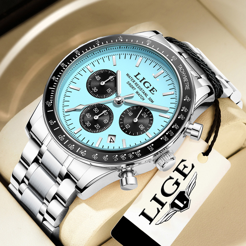 LIGE トップブランドの高級新しいメンズ腕時計クォーツマン - Luxury Watch Top 10 のレビューと価格