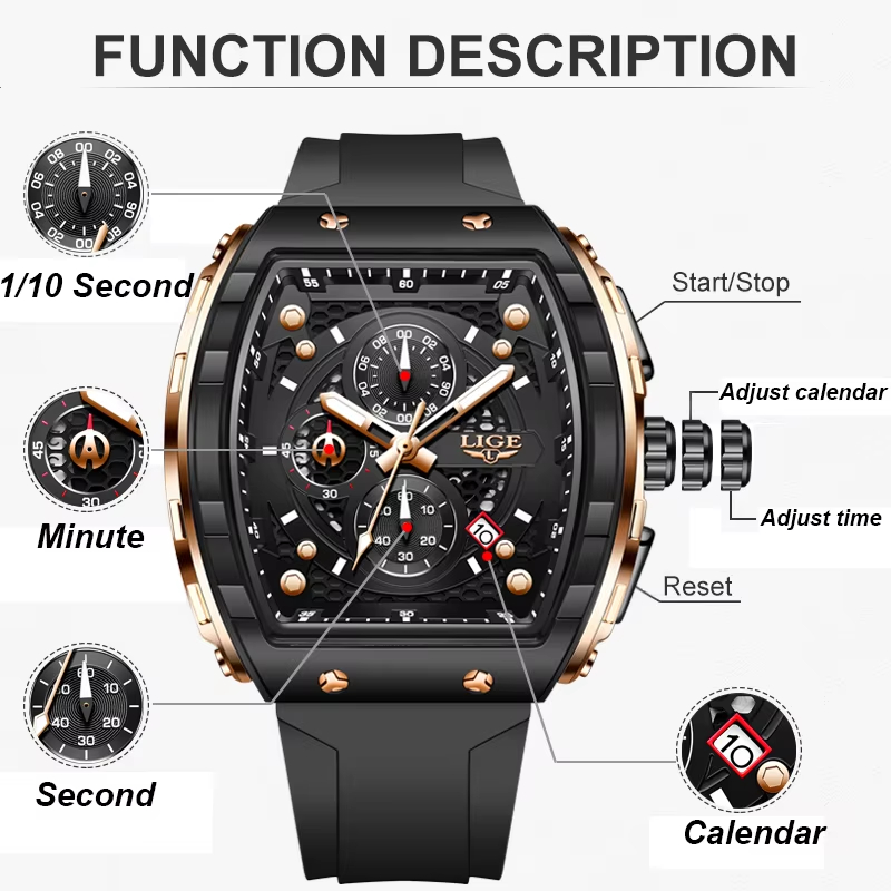 LIGEトップブランド高級メンズ腕時計、スクエアクォーツ腕時 - Luxury Watch Magazine のレビューと価格