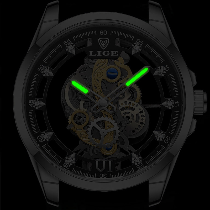 LIGE ファッショントップ高級メンズ腕時計スケルトン自動ク - Luxury Watch Magazine のレビューと価格