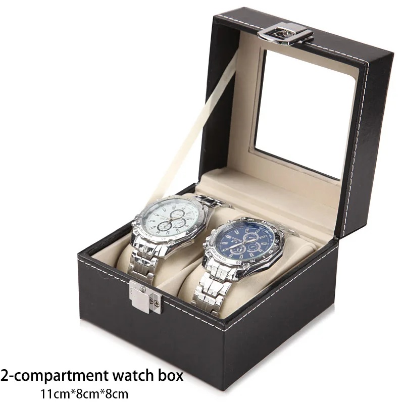 PUレザー製腕時計収納ケース、ガラス蓋付き、男性用腕時計ブラ - Luxury Watch Packaging Box のレビューと価格