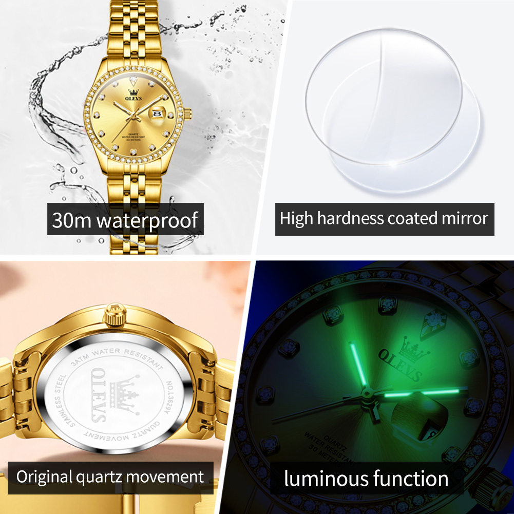 OLEVS トップ高級エレガントな女性用腕時計防水発光日付レ - Luxury Watch Top 10 のレビューと価格